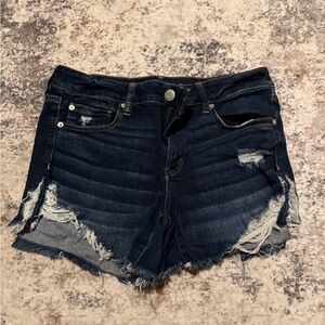 American Eagle Outfitters Dark Blue Distressed Jean Shorts